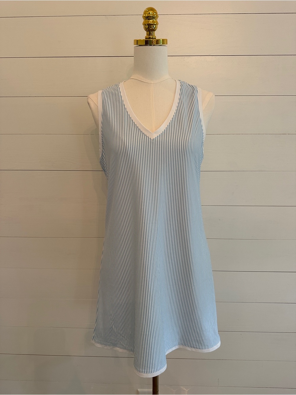 Southern Tide Light Blue Striped V-Neck Tennis Dress with Undershorts